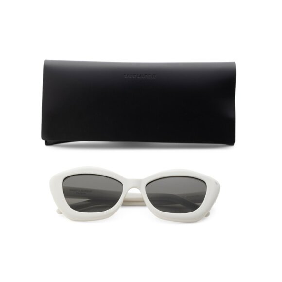 SAINT LAURENT Ivory/grey 54mm Square Sunglasses - Picture 1 of 2
